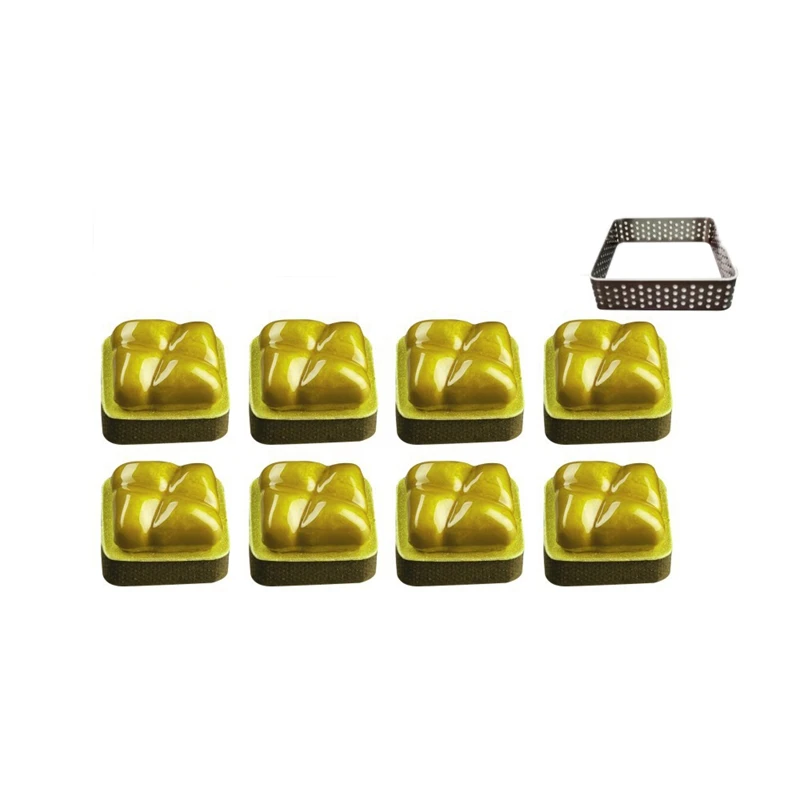 

Square Stainless Steel Porous Mousse Ring Bottom Cake Cake Mold Baking Tool Heat Resistant Porous Cake Mousse Ring, 8 cm