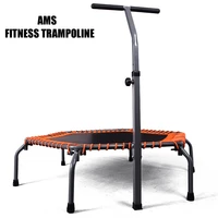 50 inch fold fitness trampoline with adjustable handrail