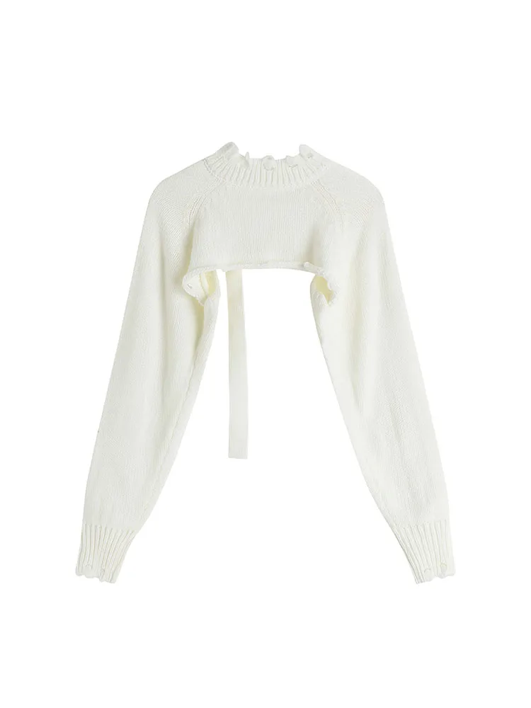 Женский укороченный свитер кардиган на шнуровке винтажный Повседневный