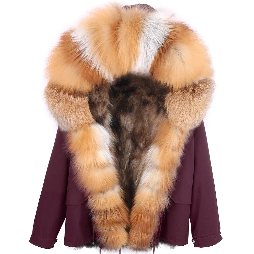 

Women Natural Fur Coat Lining Parka Real Fur Coat Winter Jacket Female Natural Raccoon Fur Collar Warm Thick Parkas Fox Fur Coat