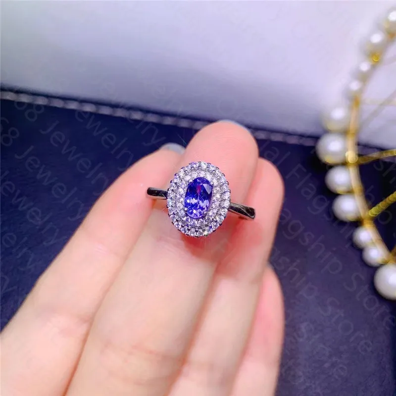 Новое кольцо из натурального танзанита Женское серебра 925 пробы с инкрустацией