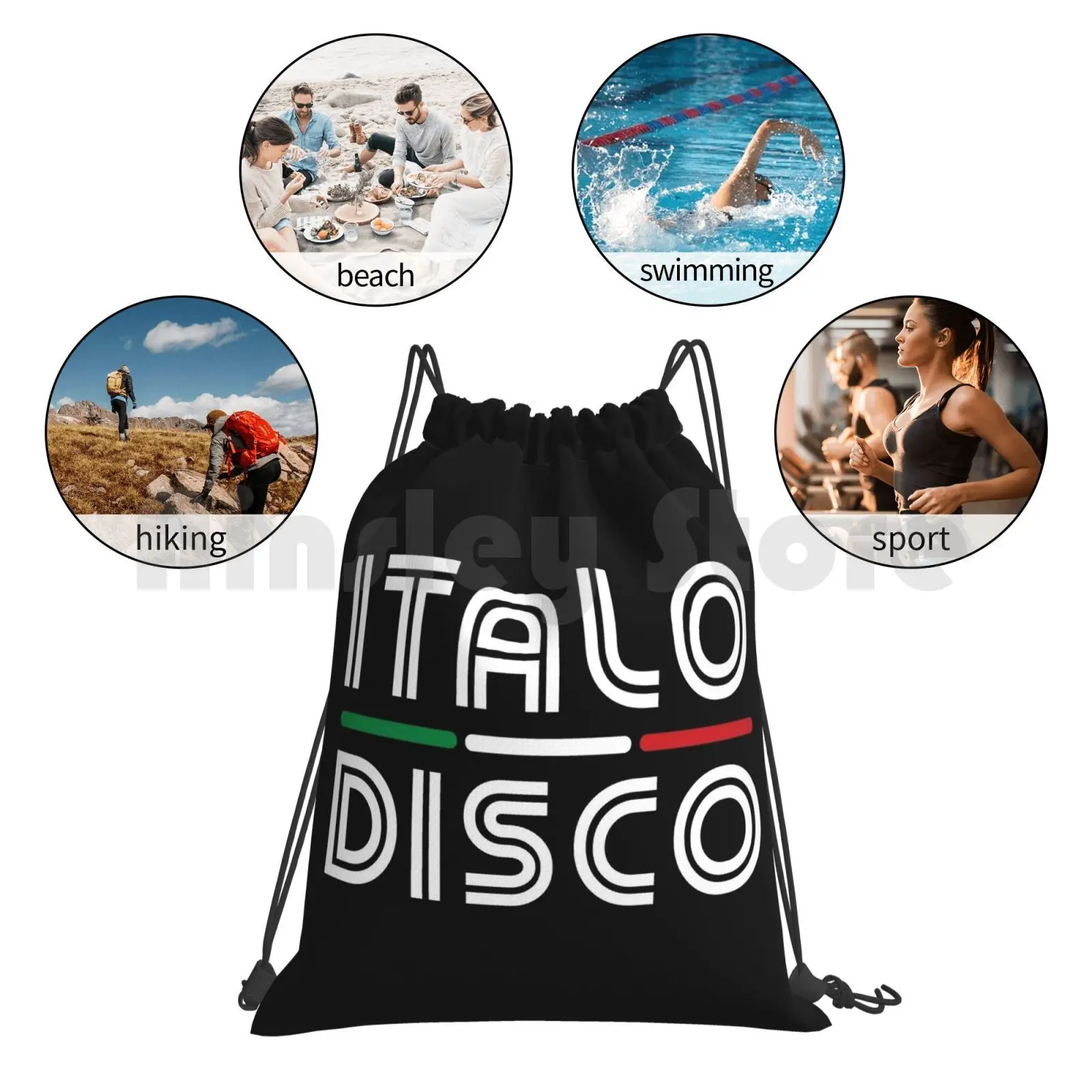 Italo Disco рюкзак сумка с Кулиской Спортивная Сумка водонепроницаемая Italodisco Retro 80s