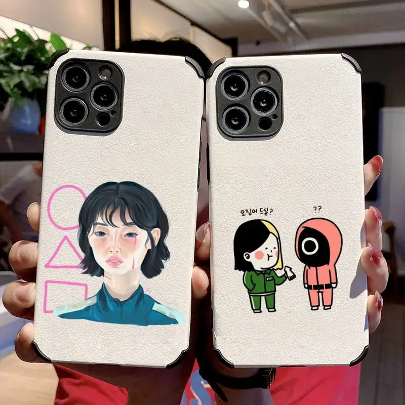 

Squid Game HoYeon Jung Phone Case Lambskin Leather For iphone 12 11 8 7 6 XR X XS PLUS MINI PLUS PRO MAX Shockproof shell