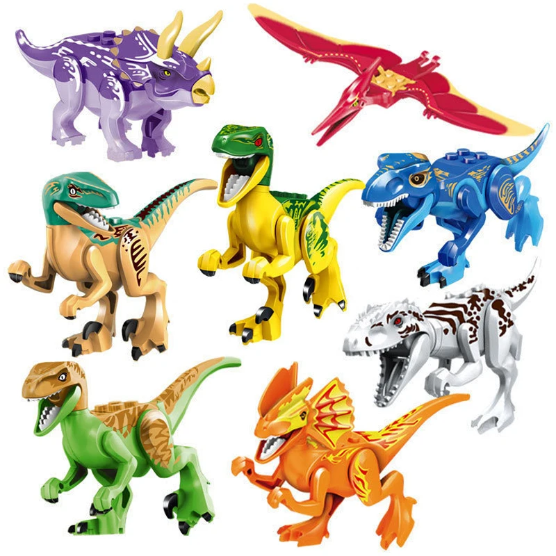 8 шт./компл. Строительные кирпичи динозавры детские игрушки Совместимые блоки