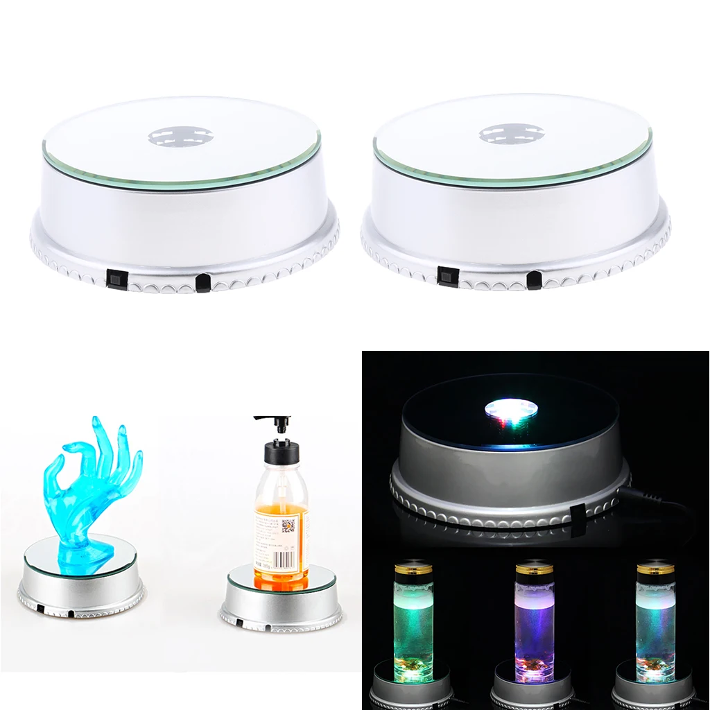 2 шт Бесшумная электрическая вращающаяся Платформа дисплей подставка USB и батарейный дисплей