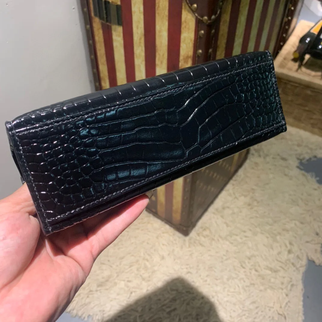 

Handmade Luxury Mini PURSE,22cm Designers Bag,Women Band Handbag,Calf Leather with crocodile grain,Fast Delivery
