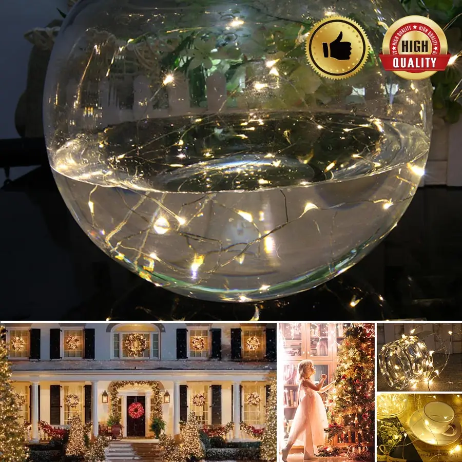 Солнечный свет 10 м 100LED Звездный мигающий Водонепроницаемый светодиодный медный