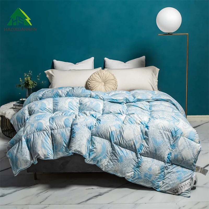 

HS Filling Power 500 High Density Luxury High-density Polyester Goose Down Quilt King Queen Size White Duvet Winter Blanket