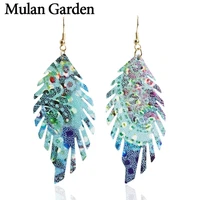 mg leaf genuine leather earrings for women fashion colors pendant dangle earrings leather jewelry female accessories gifts 2019