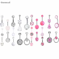 guemcal 2pcs hot sale sweet zircon acrylic glitter ball combination set belly button nail piercing jewelry