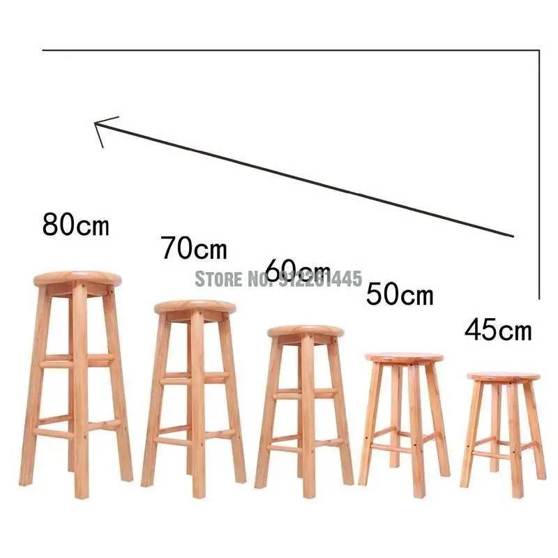 Стул из массива дерева барный стул высокий для дома простой круглый специальная