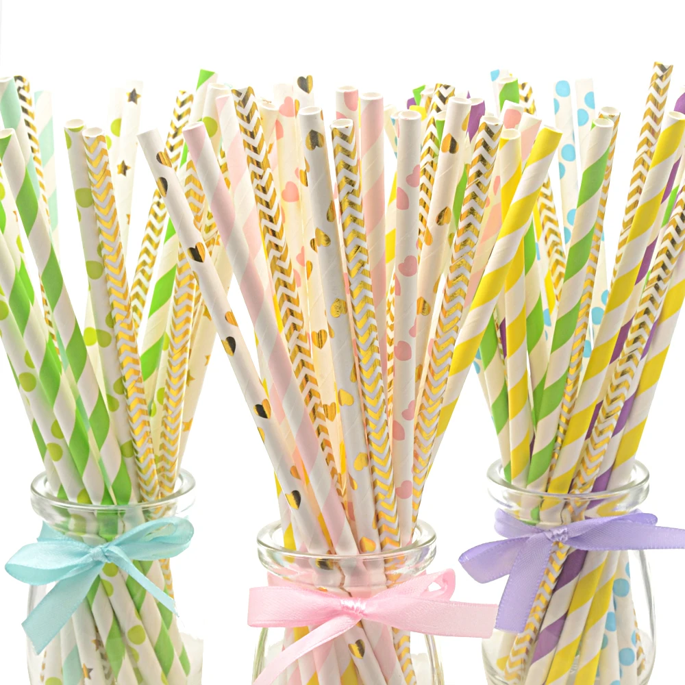 25 шт. бумажные соломинки для первого дня рождения мальчиков трубочки питья на