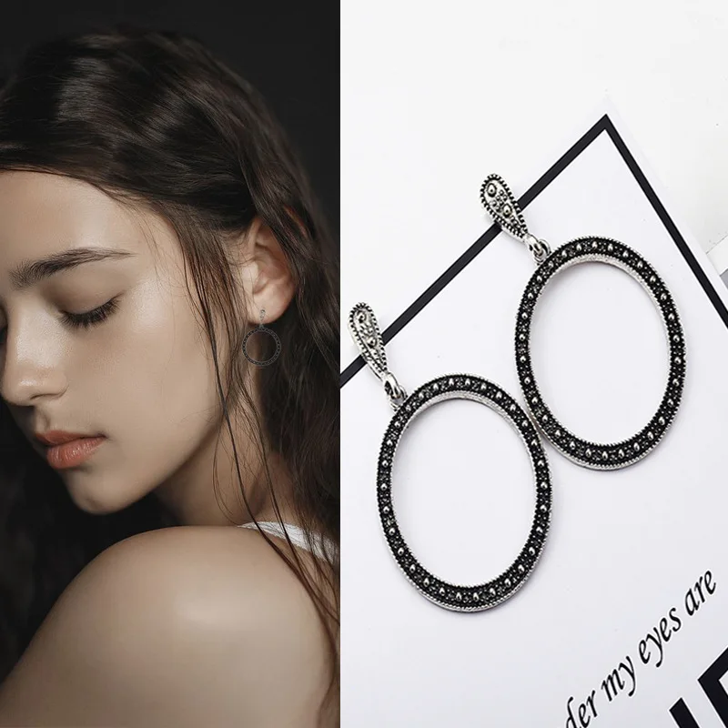 Европа и Америка Ruili геометрический круг Роскошные темперамент серьги корт ретро