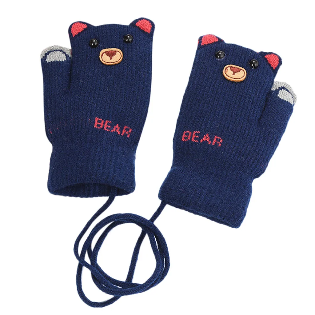 Дети Мальчики Девочки Зима милый мультфильм животных теплые вязаные перчатки