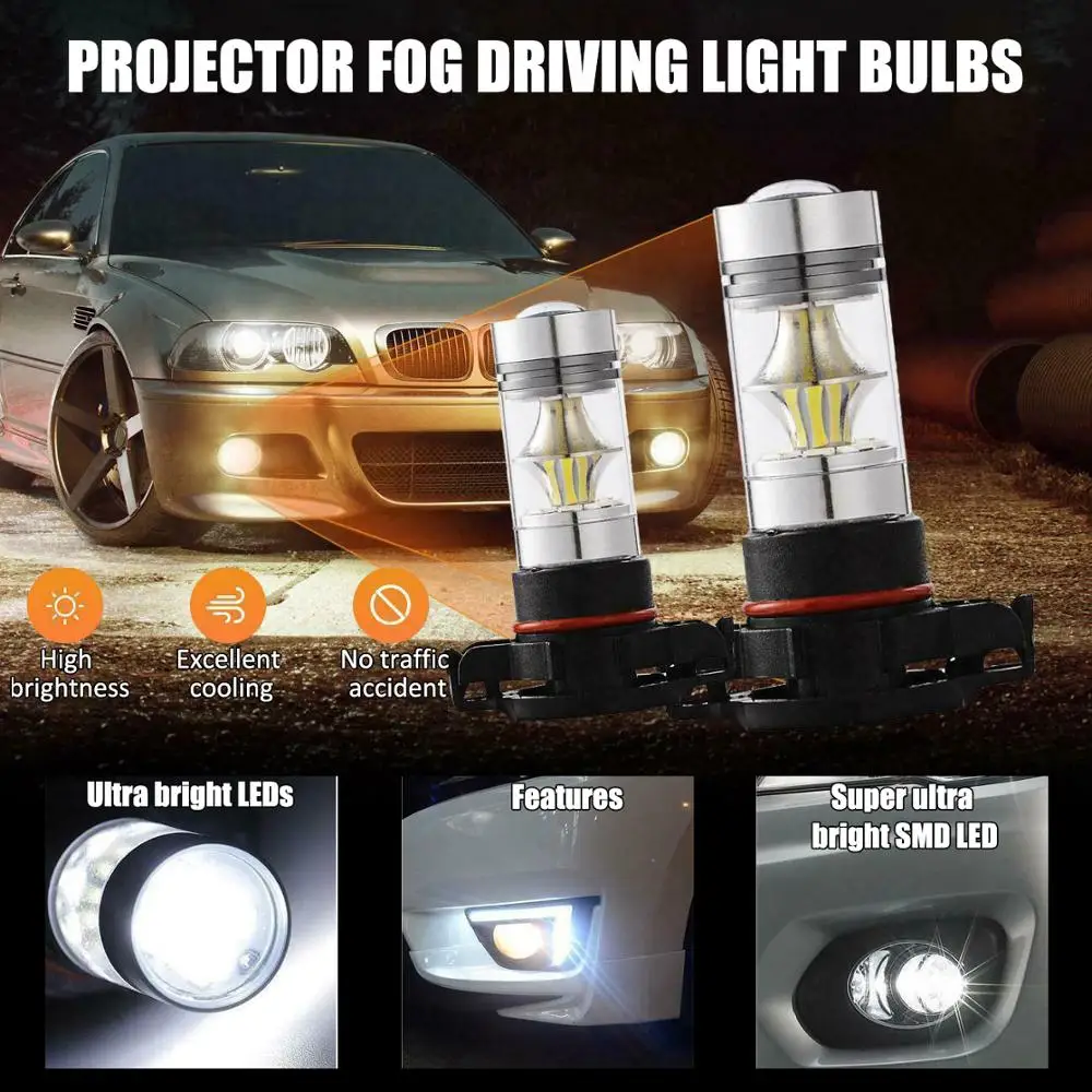 OLOMM 2PCS H11 H8 H9 Car LED Headlight 6500K 100W Fog Lights Conversion Kit 2000LM Lamps/Light Bulbs For Cars High/Low Beam | Автомобили и