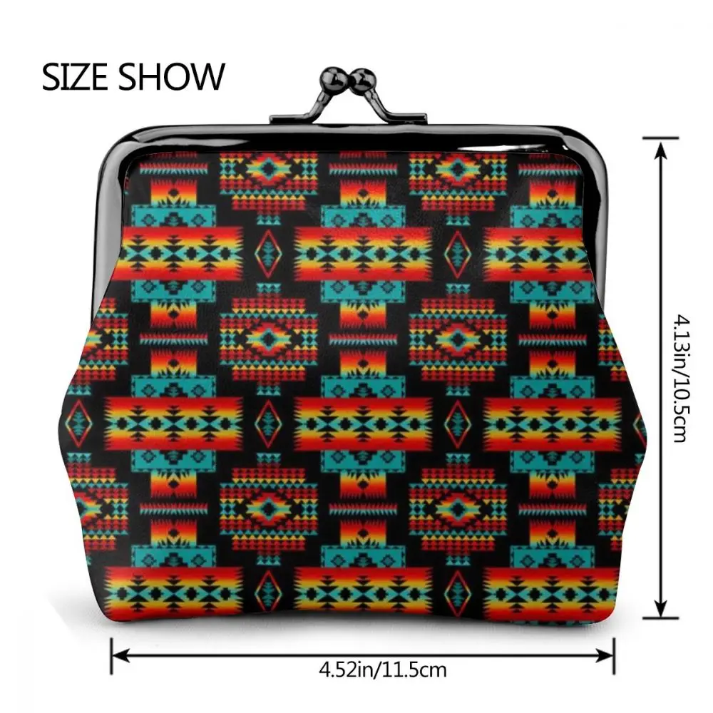

WHEREISART Womens Wallets Purses Small Lady Retro Vintage Seven Tribes Tan Coin Purses Girl PU Hasp Women's Purses Key Packet