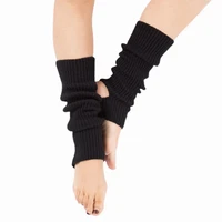 women girl knitted warm knee high stirrup yoga sport dance leg warmers socks