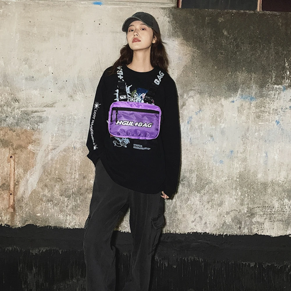 

Vest Waist Pockets Streetwear Oxford Hit Color Hip Hop Crossbody Chest Bag Men for Shopping Daily Women