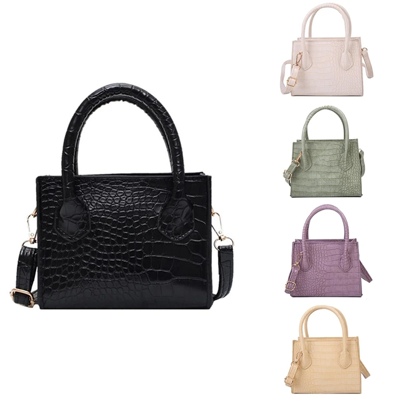 

Small Women's Bag Pure Color Top-Handle Shoulder Bags Lady Luxury Pu Leather Square Crossbody Messenger Bag