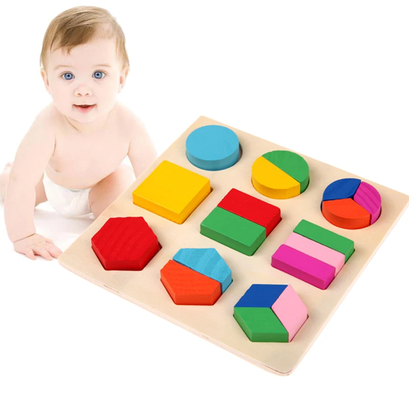 

Игрушки Развивающие деревянные игрушки для детей Раннее Обучение 3D головоломки красочные геометрические формы