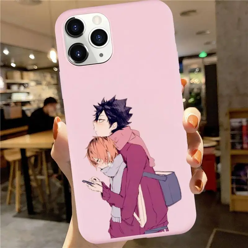 

Kenma Kozume of Haikyuu Phone Case Pink Candy Color for iPhone 6 7 8 11 12 s mini pro X XS XR MAX Plus