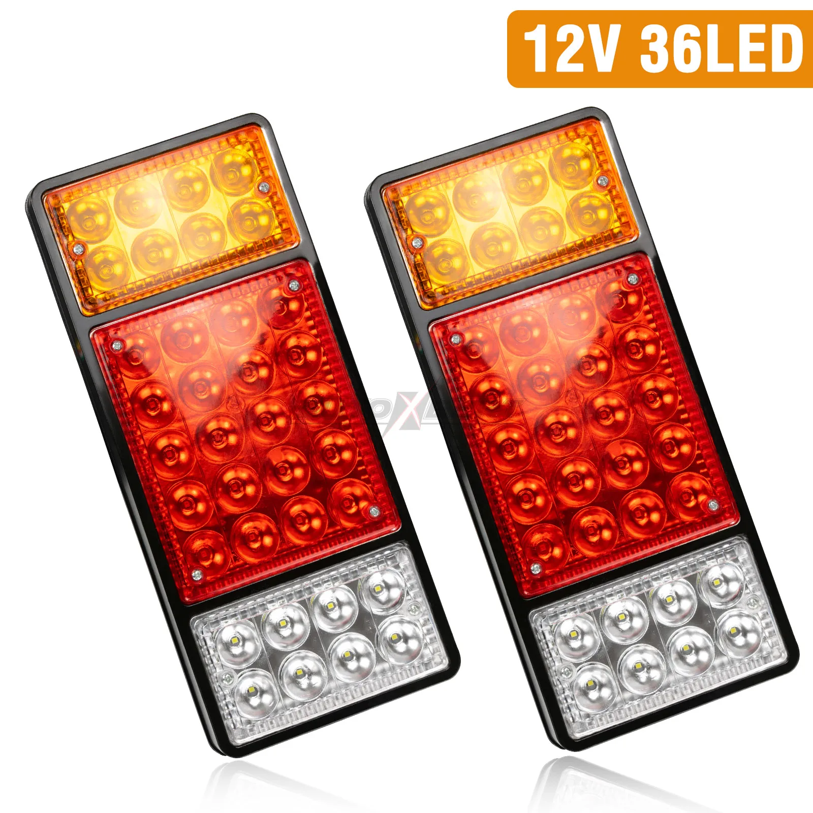 

Pair White Amber Red Lighting Tail Light Turn Signal Reverse Brake Lamp Stop Rear Flash Blinker 12V Offroad Board Truck Trailer