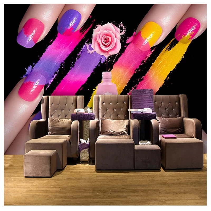 the United States personalized 3D nail polish watercolor graffiti wallpaper beauty salon makeup shop background Waterproof | Обустройство