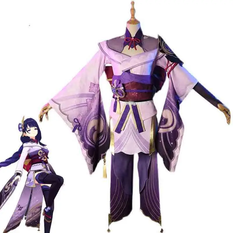 

Anime Genshin Impact Raiden Shogun Cosplay Baal Game Suit Kimono Uniform Dress Costume Carnival Halloween Party Outfit For Women