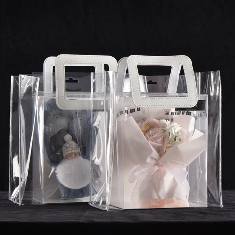 Прозрачная Сумка-тоут ПВХ пластиковая ручная сумка желе с ручной подарочной