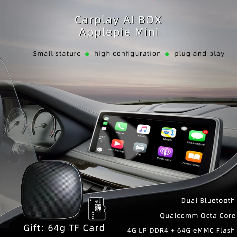 

Apple CarPlay Wireless Inalambrico ApplePie Mini 2 Car Smart Box Android Auto UX999 Pro for Porsche Volkswagen Volvo Ford 4G