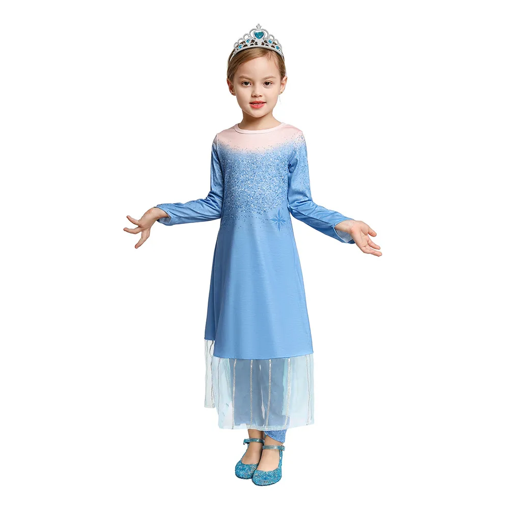 Детский светящийся костюм Эльзы для девочек детское платье поездок на океане