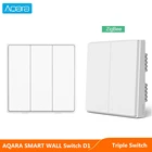 Умный настенный выключатель Xiaomi Aqara D1 Zigbee, Беспроводной Выключатель с нейтральным проводом, тройной, для умного дома mijia Mi home