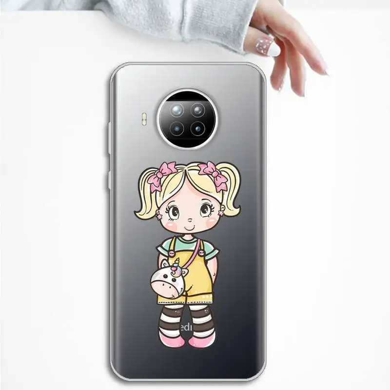 

Cartoon cute girl Phone Case Transparent for Xiaomi mi Redmi note 10 t 8 9 pro lite 11 Samsung S 8 9 10 20 plus ultra