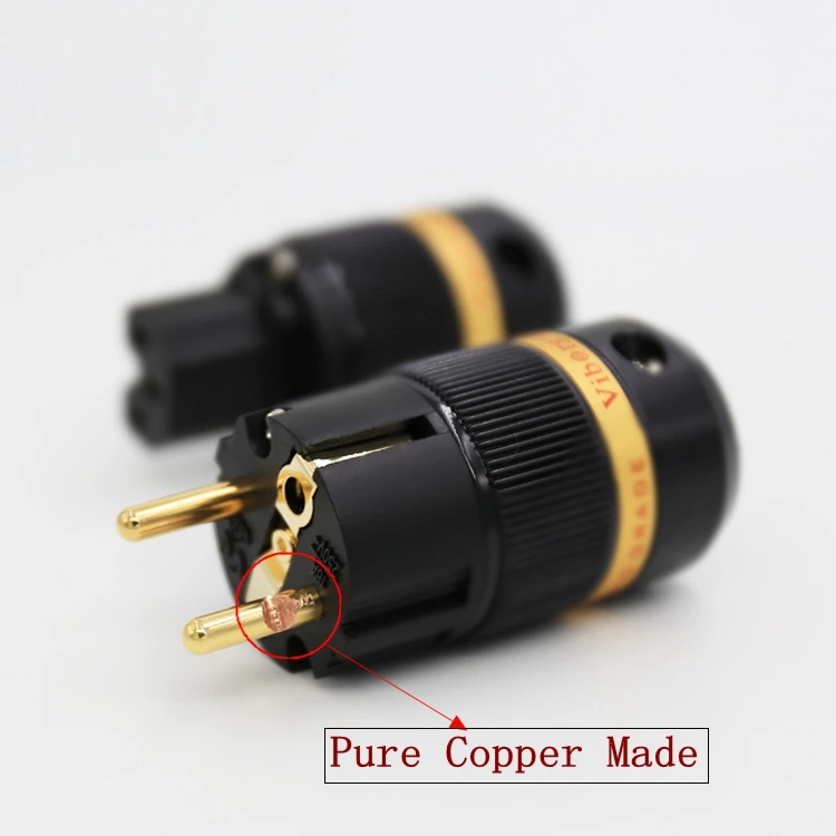 

Viborg VE501G+VF501G 99.99% Pure Copper 24K Gold Plated Schuko Power Plug Connector IEC Female Plug DIY Mains Power Cord Cable