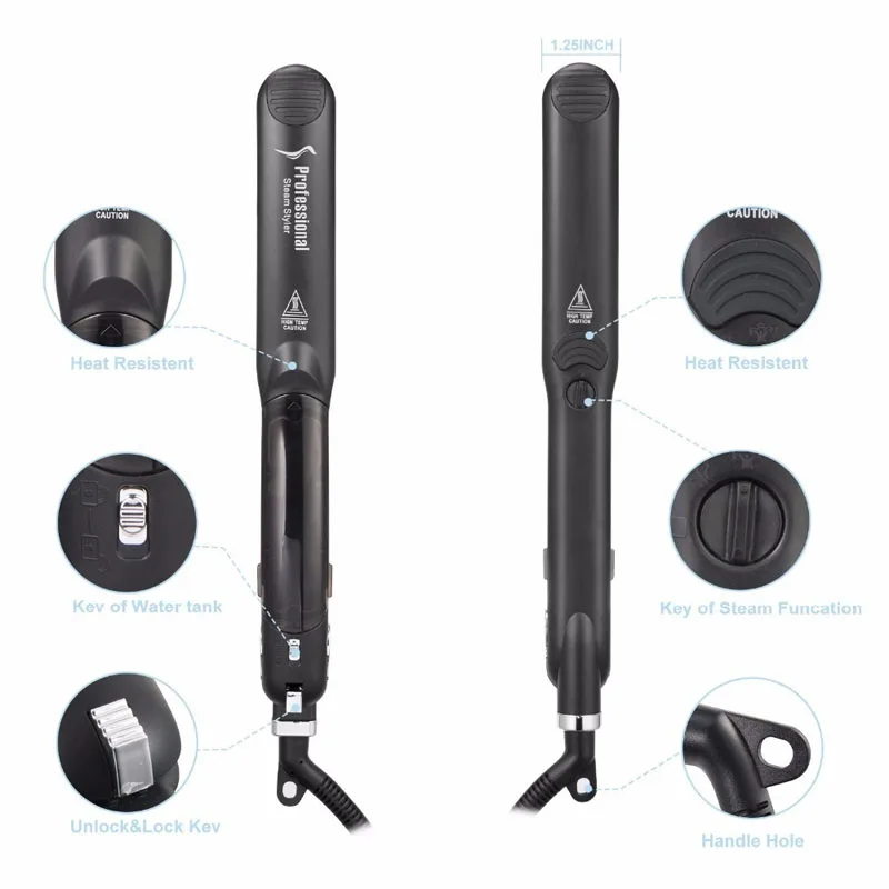 Выпрямитель для волос Профессиональный утюжок с керамическим нагревателем и 6