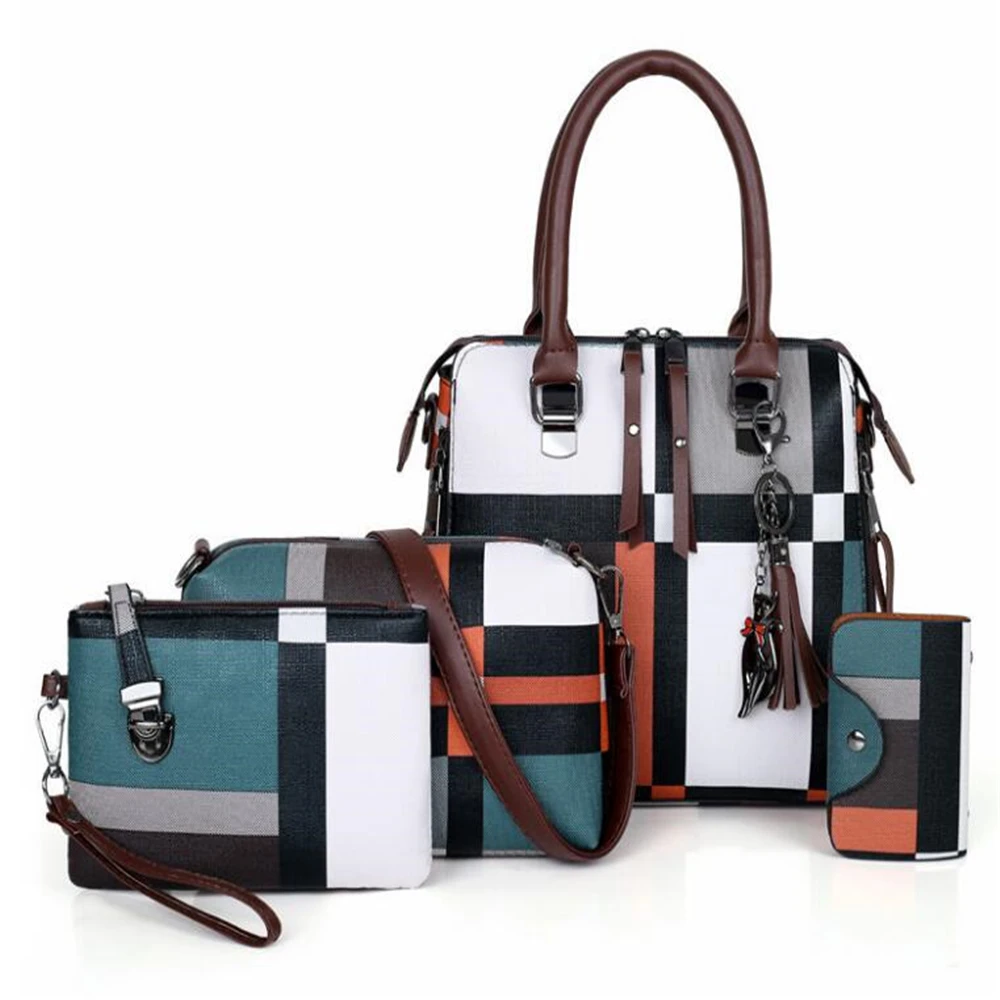 4 шт. сумки женская сумка в комплекте модная из искусственной кожи одноцветная