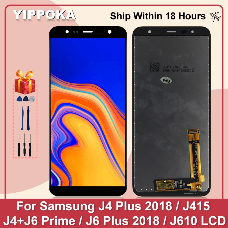 ЖК-дисплей для Samsung Galaxy J610 J6 + Plus 2018 сенсорный экран дигитайзер J415 LCD J4 запасные