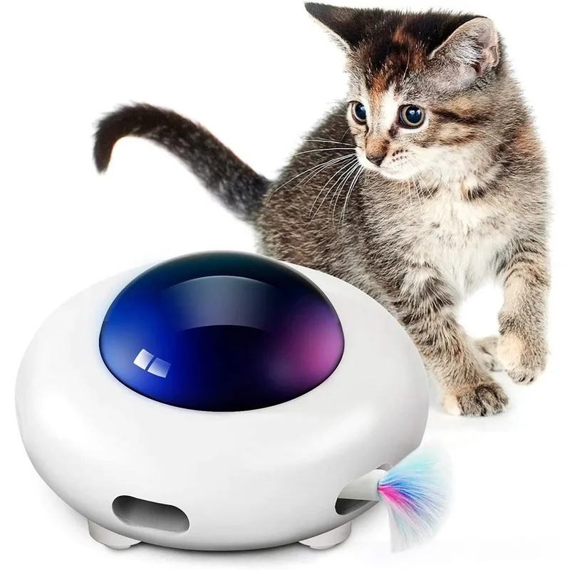 New Interactive Cat Toys Upgraded Pop and Play Toy with Rotating Feather USB Charging,Smart Mode for Indoor Cats Relieve Boredom