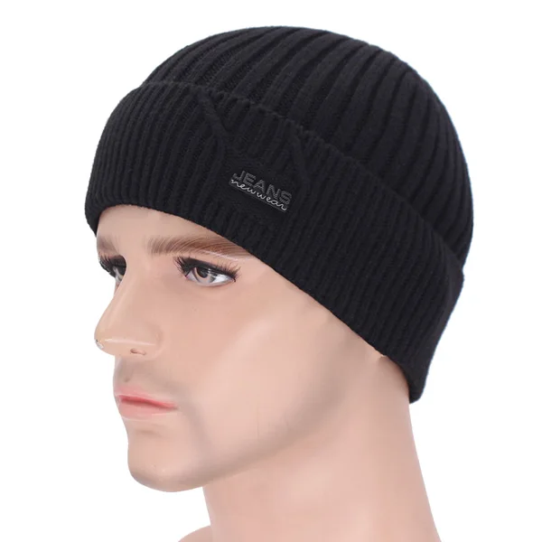 Брендовые шапки Skullies мужские зимние шапки для мужчин шапка зимняя вязаная шапка мужская шапка Homme маска однотонная женская зимняя шапка - Цвет: black