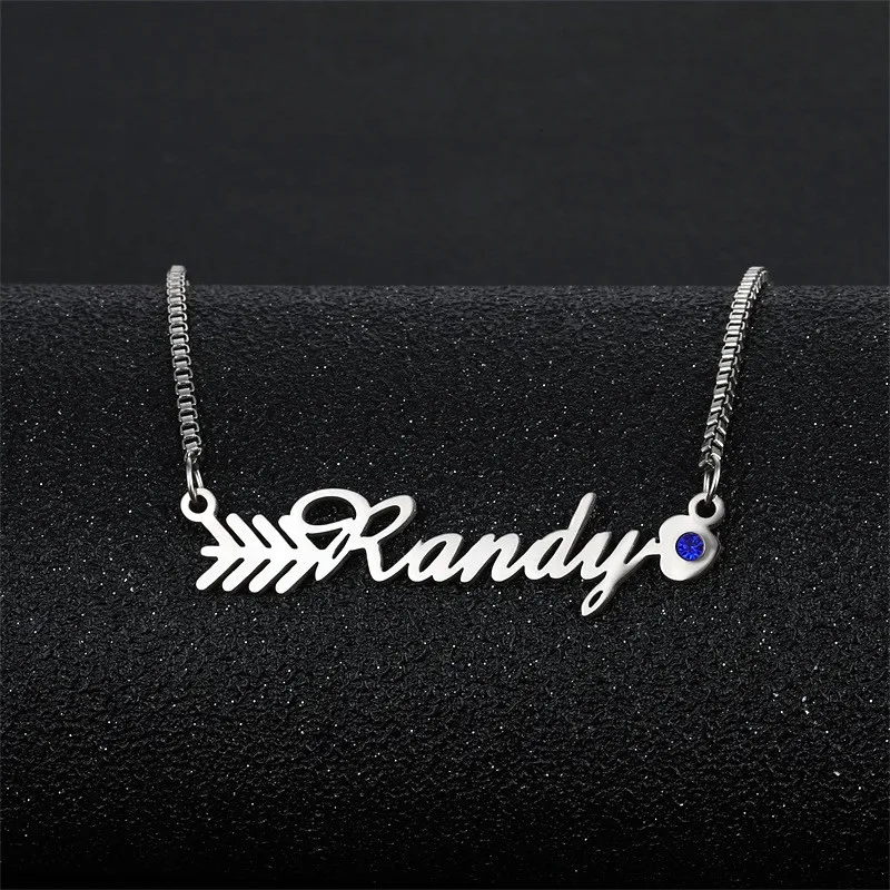 Персонализированное ожерелье с кулоном именем из циркония цепочка нержавеющей