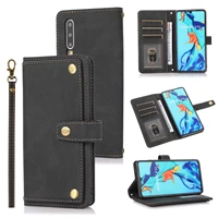 luxury leather phone case for huaweip30 lite wallet flip card slots stand cover for huawei p30 pro tpu bumper case with lanyard