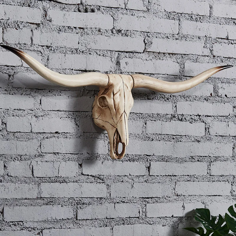 

Deer Bull Cow Goat Skull Head Wall Hanging Decor 3D Animal Sculpture Figurines Crafts Horns for Home Halloween Decoration