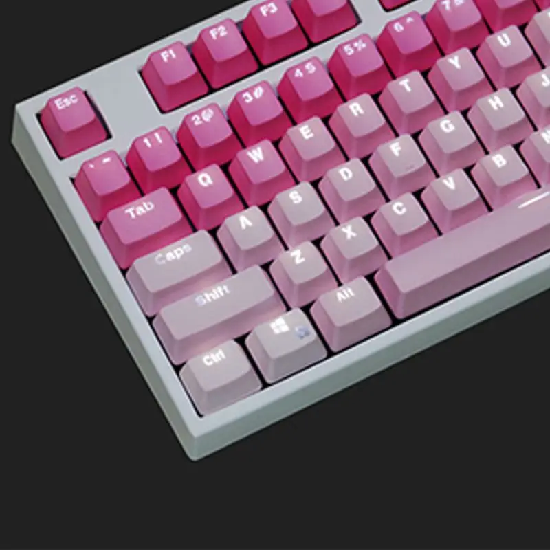 

1 Set Replaceable PBT Keycaps 87 104 108 Transparent Lettering Keys Double Shot 32CA