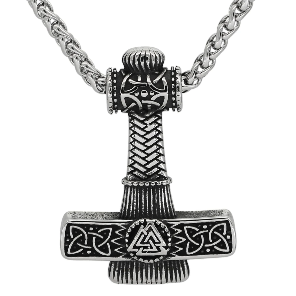 Nordic Stainless Steel Mjolnir Valknut Viking Necklace With Gift Bag | Украшения и аксессуары