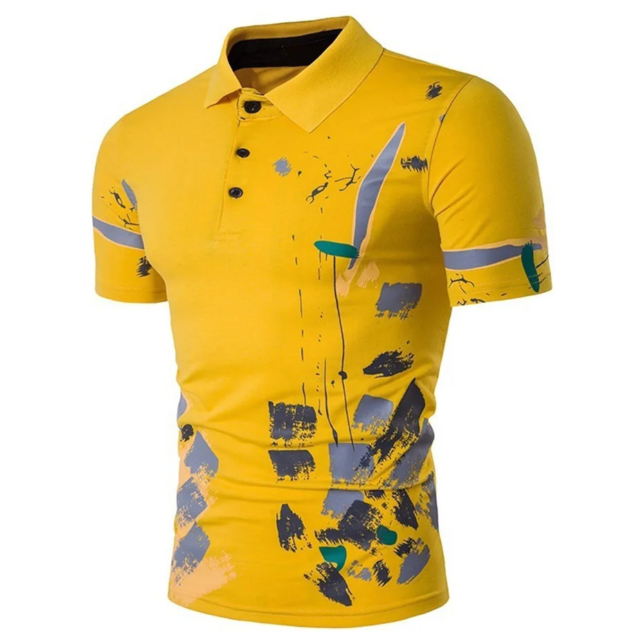 

Men Polo Shirt Short Sleeve Casual Male Polos Shirts Print Slim Fit New Summer Man Clothes 2021