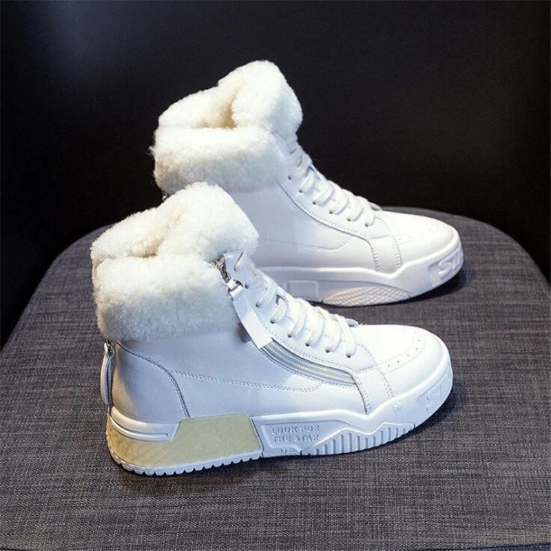 

Winter Women Boots Ladies Female Brand Fashion Designer Flat Leather Shoes Luxury Platform Fur Ankle Snow Boots for Women