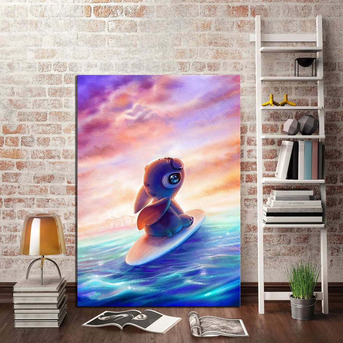 

Poster Figure Cartoon Girl and Bunny Canvas Painting Wall Art Home Decoration for Living Room and Bedroom Frameless Style