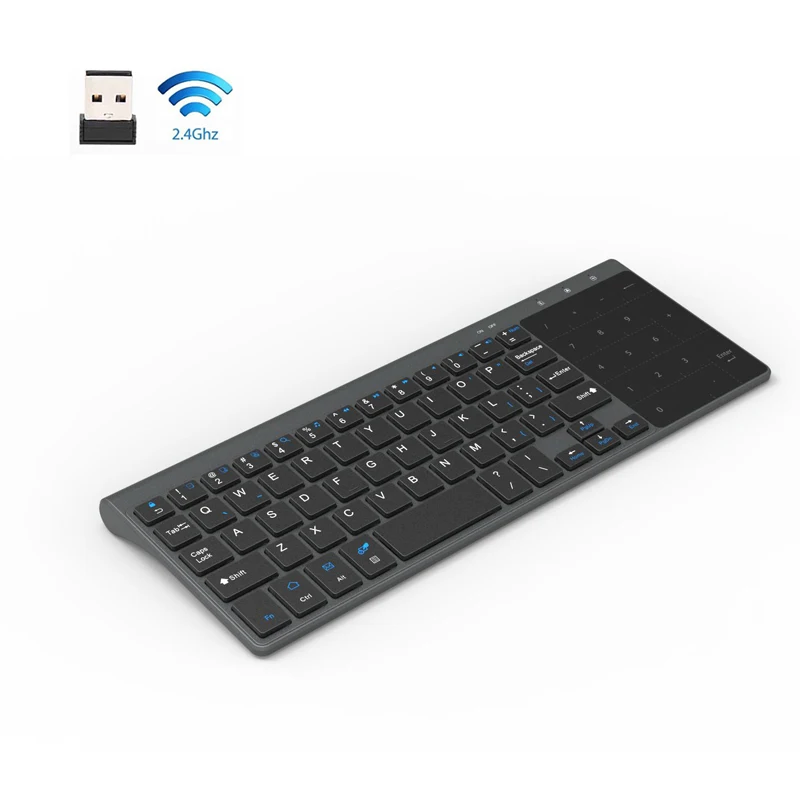 

Беспроводная клавиатура с сенсорной панелью и цифрами, 2,4 ГГц, мышь 2 в 1, тонкая цифровая клавиатура для Android, Windows, настольного ПК, ноутбука, Т...
