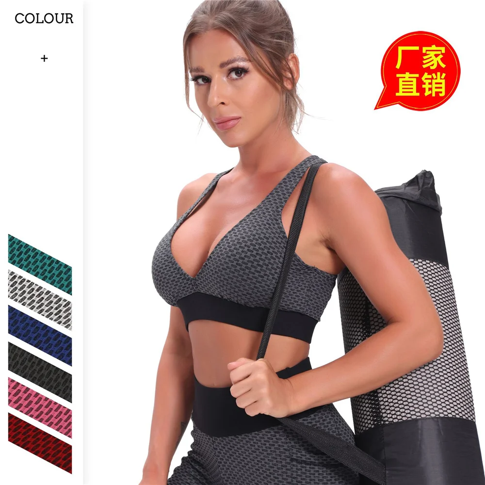 

Women's tube top Yoga leisure fitness thickened jacquard honeycomb bubble Sexy Sports Bra