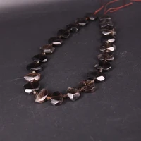 22pcsstrand natural smoky quartzs faceted slab nugget loose beadscut brown crystal stone gems slice pendants jewelry making